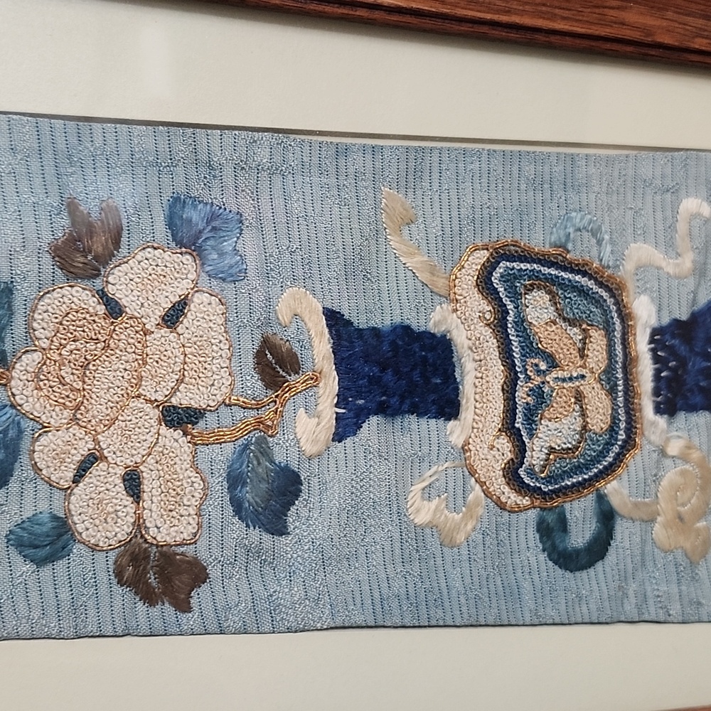 👉*ANTIQUE* LT QING CHINESE EMBROIDERED TEXTILE PANELS ~FORBIDDEN STITCH ~FRAMED - Picture 7 of 11